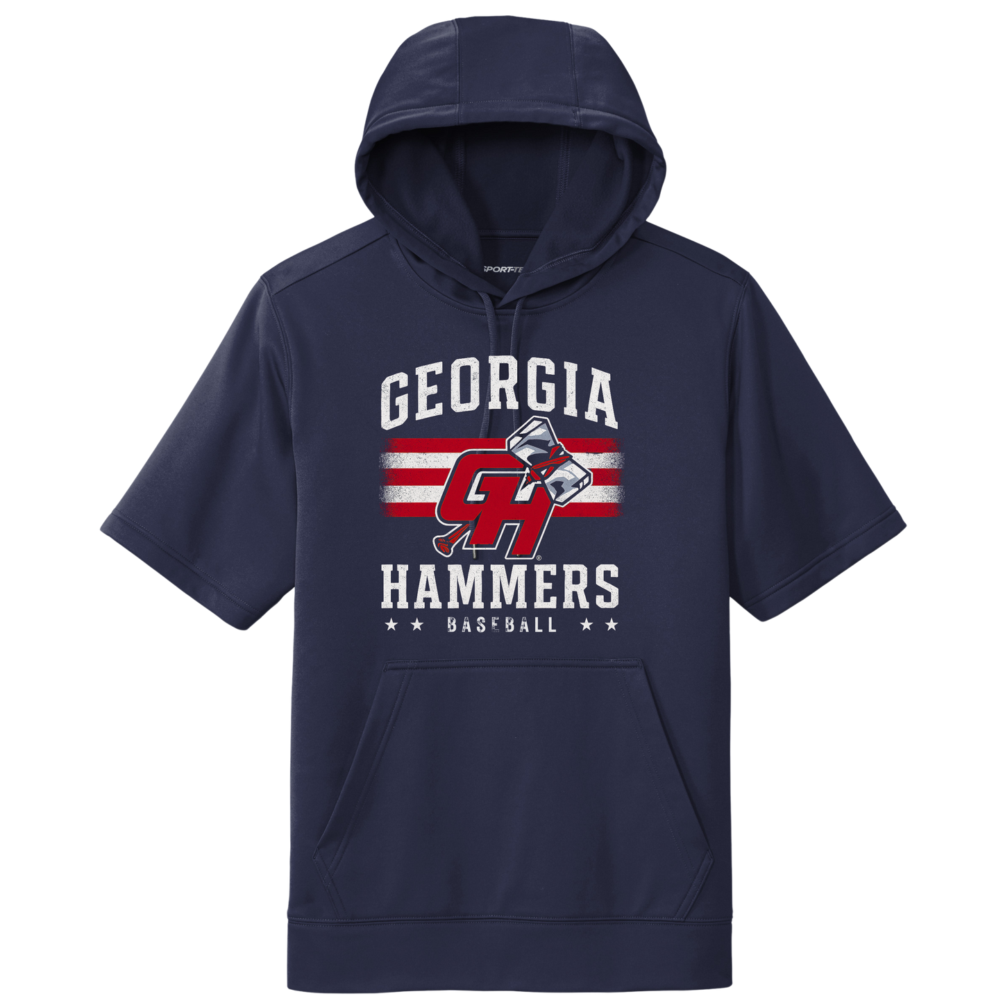 Georgia Hammers Red Hooded Short Sleeve Pullover