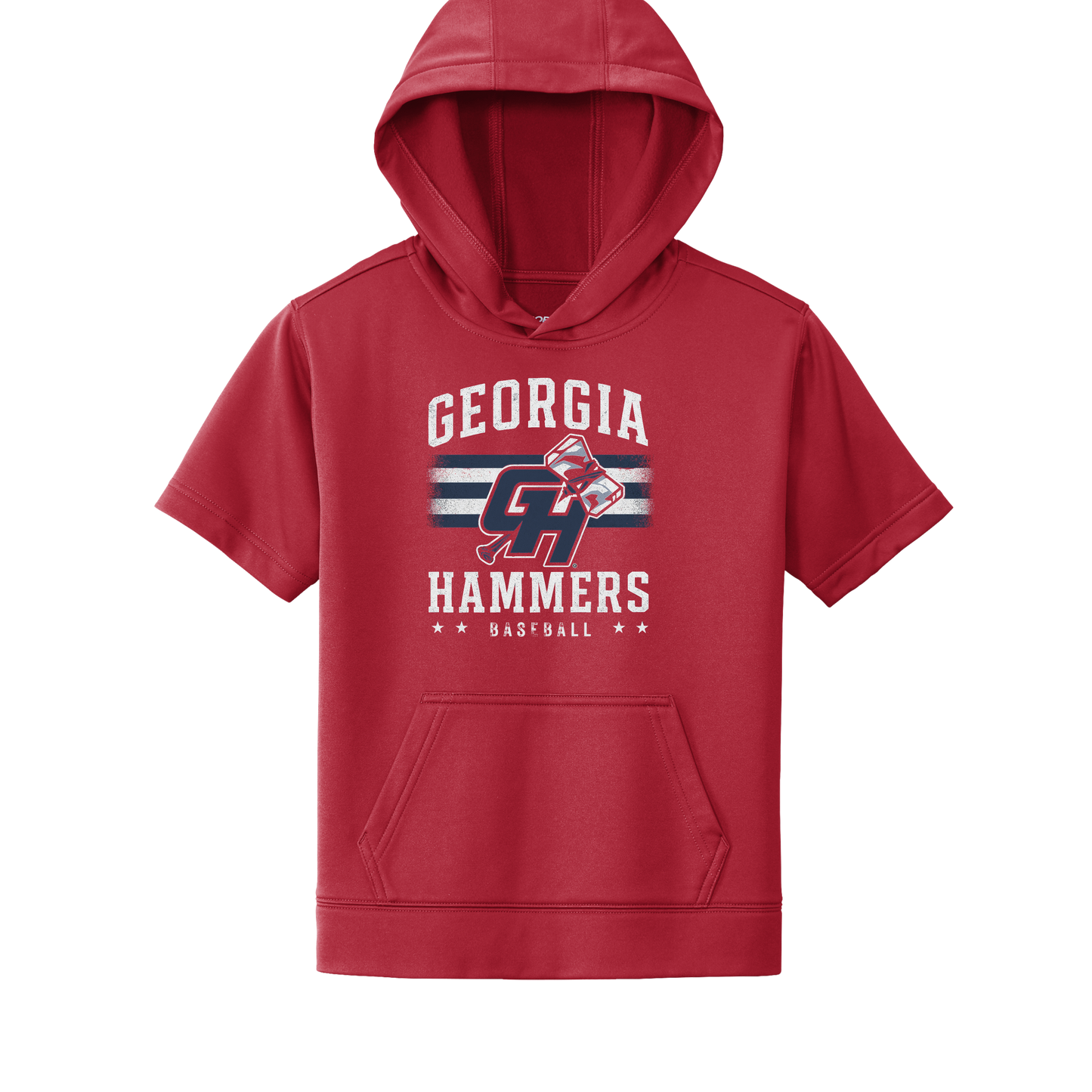 Georgia Hammers Red Hooded Short Sleeve Pullover