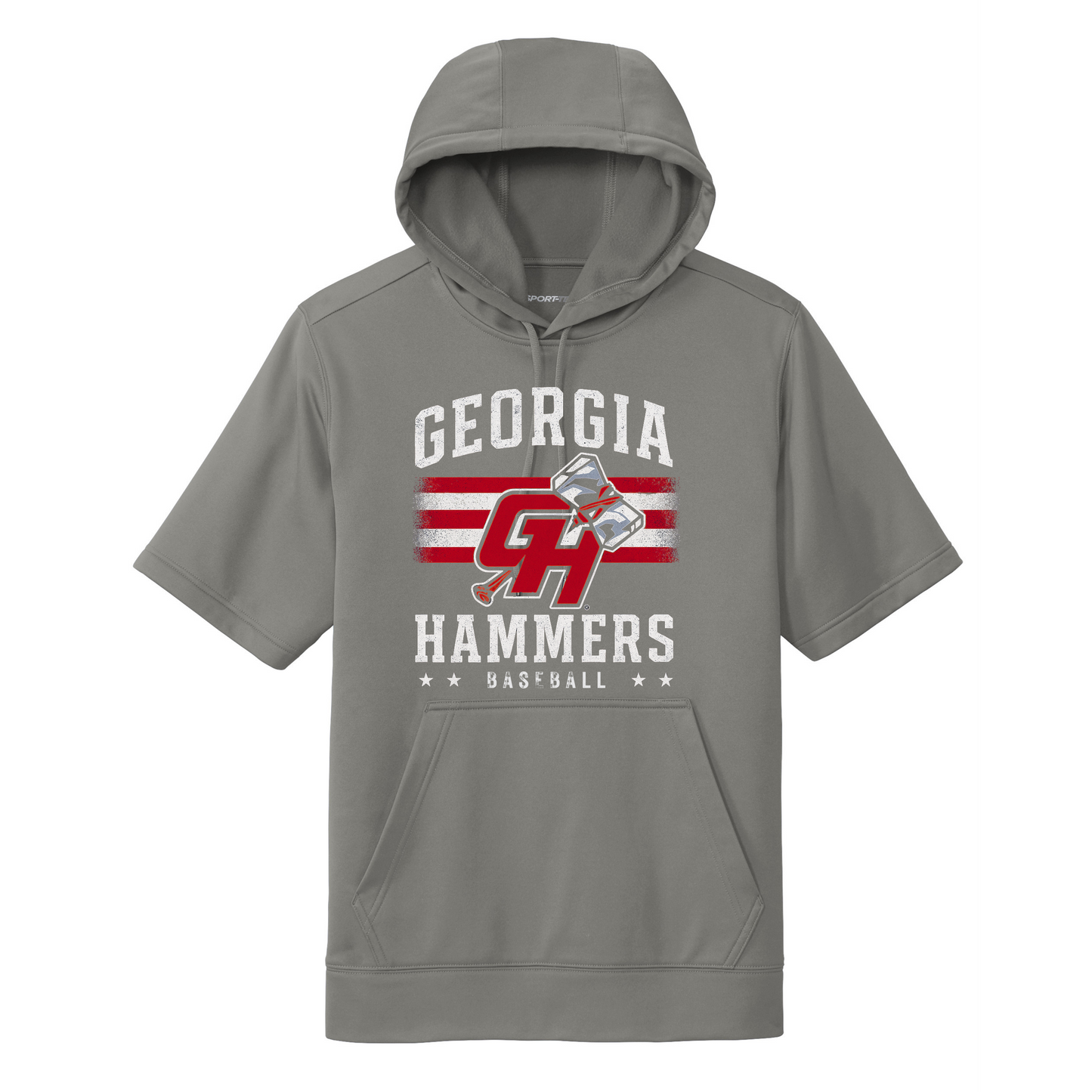 Georgia Hammers Red Hooded Short Sleeve Pullover