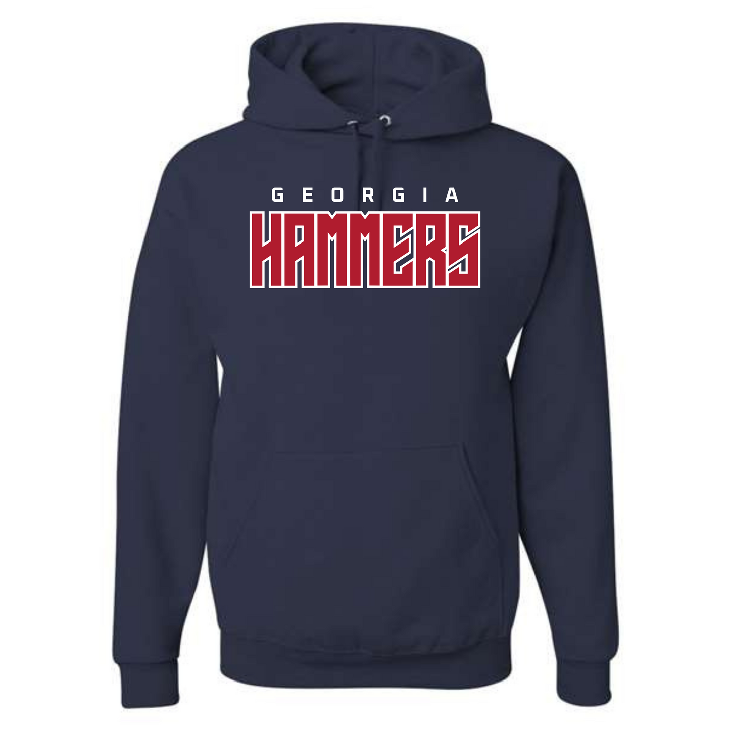 Georgia Hammers Block Outline Hoodie (Cotton or Performance)