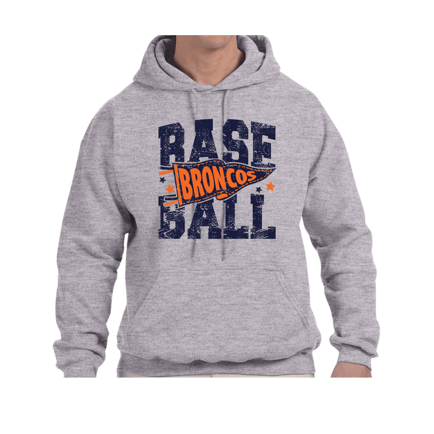 Bronco Baseball Pennant Adult Cotton Hoodie