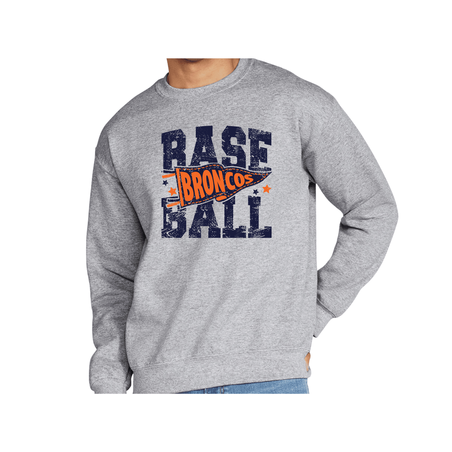 Bronco Baseball Pennant Adult Crewneck Sweatshirt