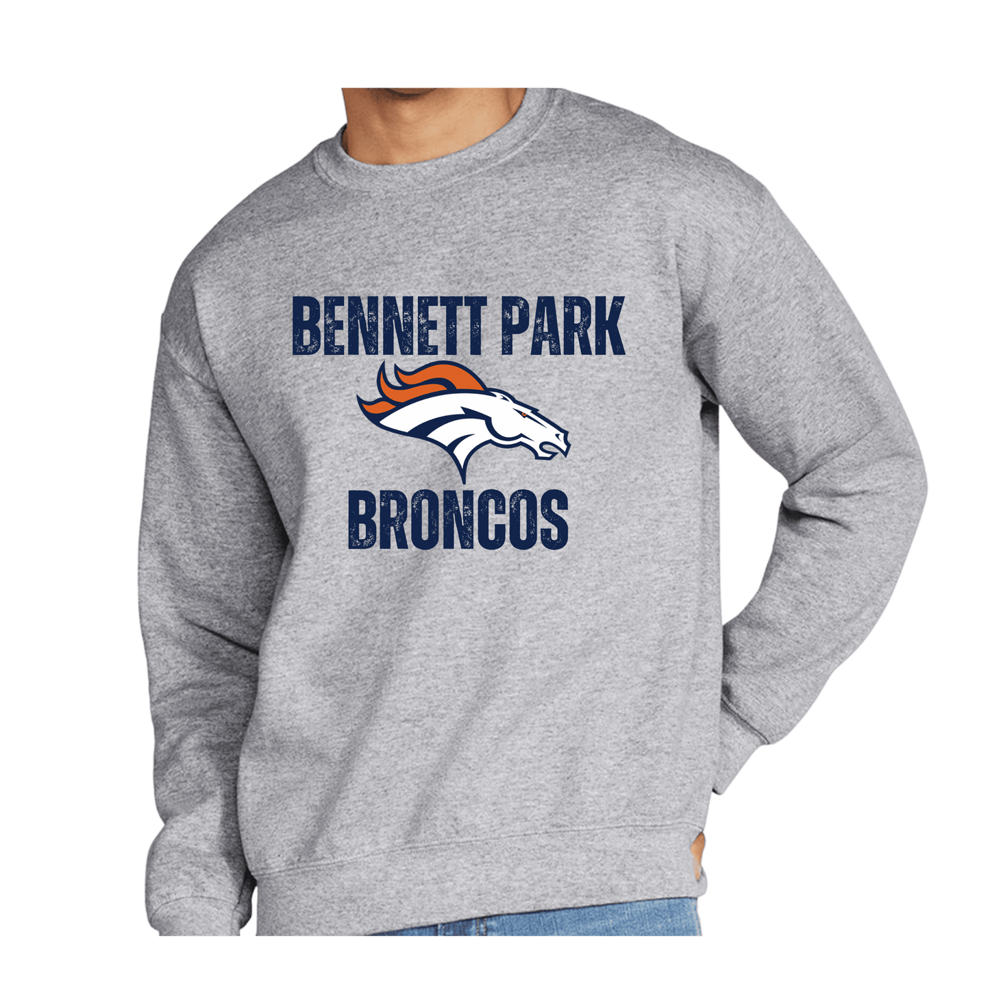 Bennett Park Broncos Mascot Logo Crewneck Sweatshirt