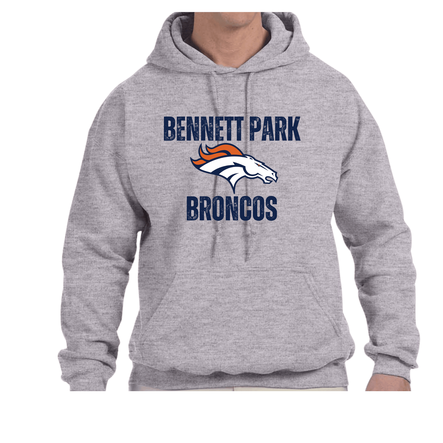 Bennett Park Broncos Mascot Logo Adult Hoodie