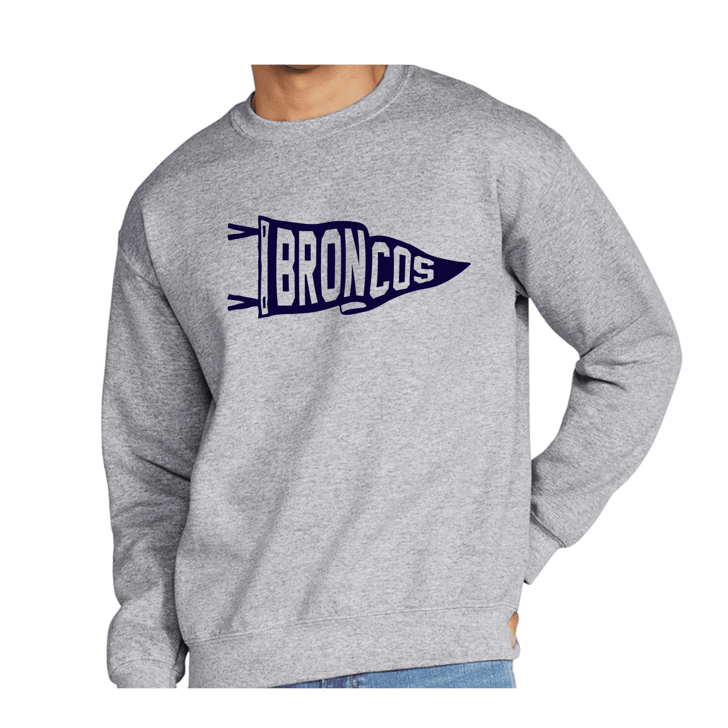 Bronco Pennant Adult Crewneck Cotton Blend Sweatshirt