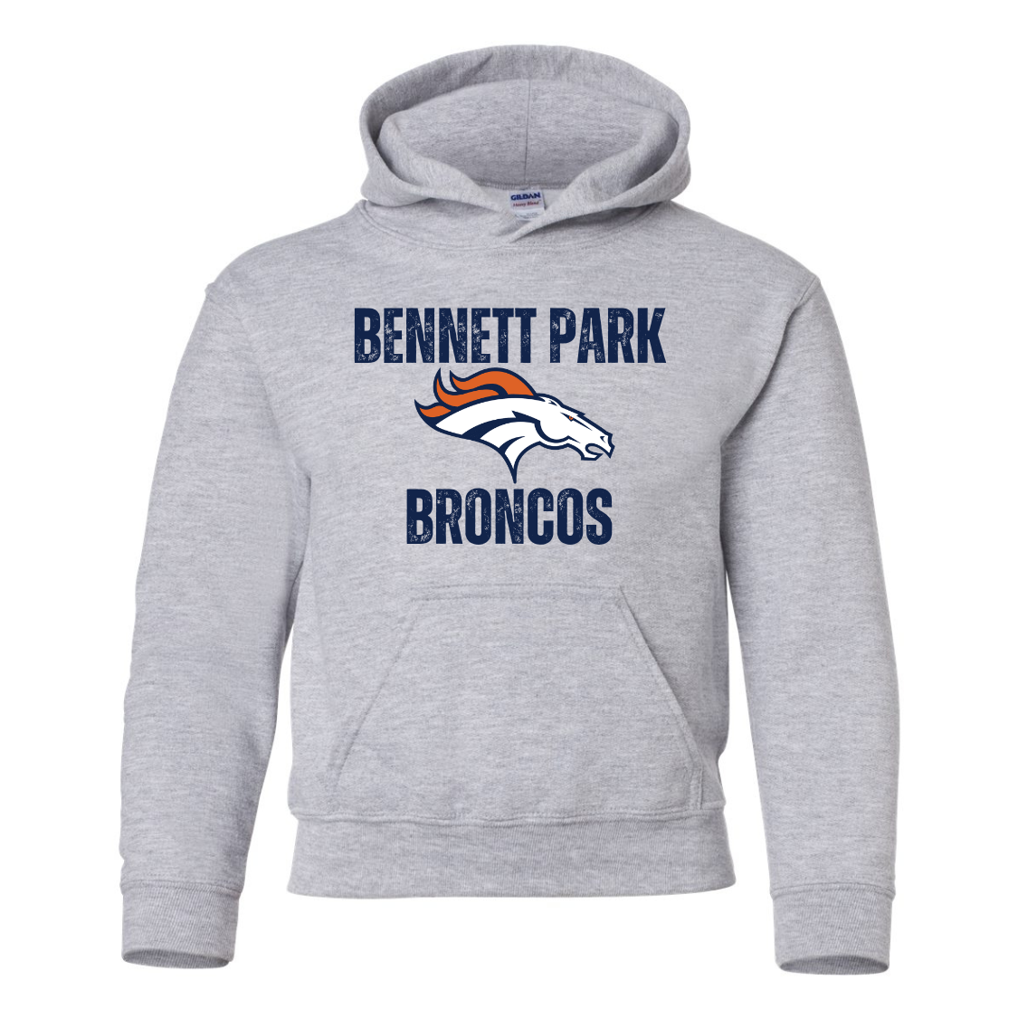 YOUTH Hoodie with Bennett Park Broncos Mascot Logo