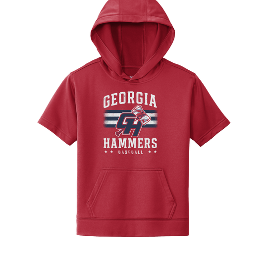 Georgia Hammers Red Hooded Short Sleeve Pullover