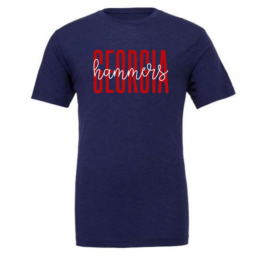 Bella Canvas Short Sleeve Shirt with Georgia Hammers cursive design
