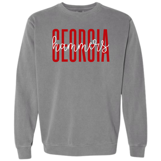 Comfort Colors Crewneck Sweatshirt with Georgia Hammers cursive design