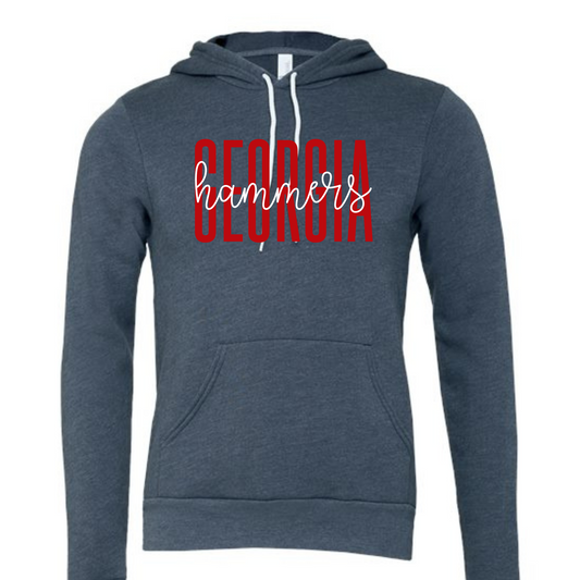 Bella Canvas Hoodie with Georgia Hammers cursive design