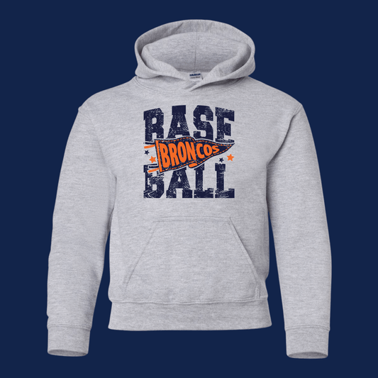 Bronco Baseball Pennant YOUTH Hoodie