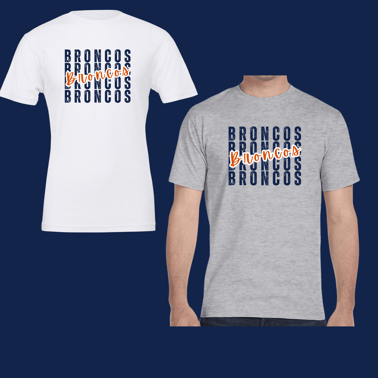 Adult Cotton Blend Short Sleeve Shirt with Broncos Broncos Broncos