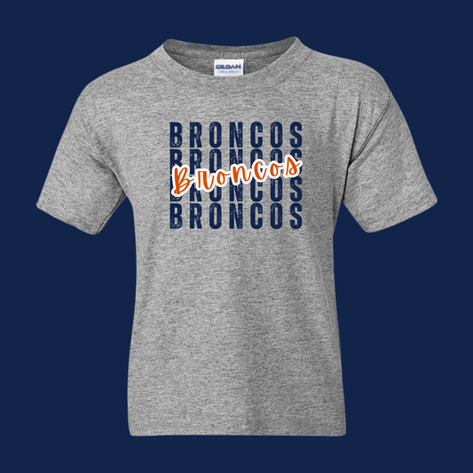 YOUTH Cotton Blend Short Sleeve Shirt with Broncos Broncos Broncos