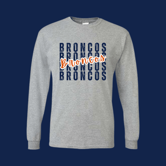Broncos Broncos Broncos Long Sleeve Cotton Shirt Youth and Adult