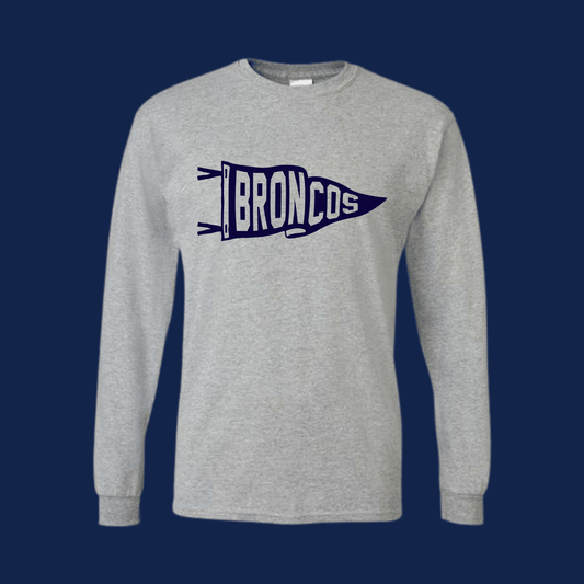 Bronco Pennant Long Sleeve Cotton Shirt in Youth and Adult