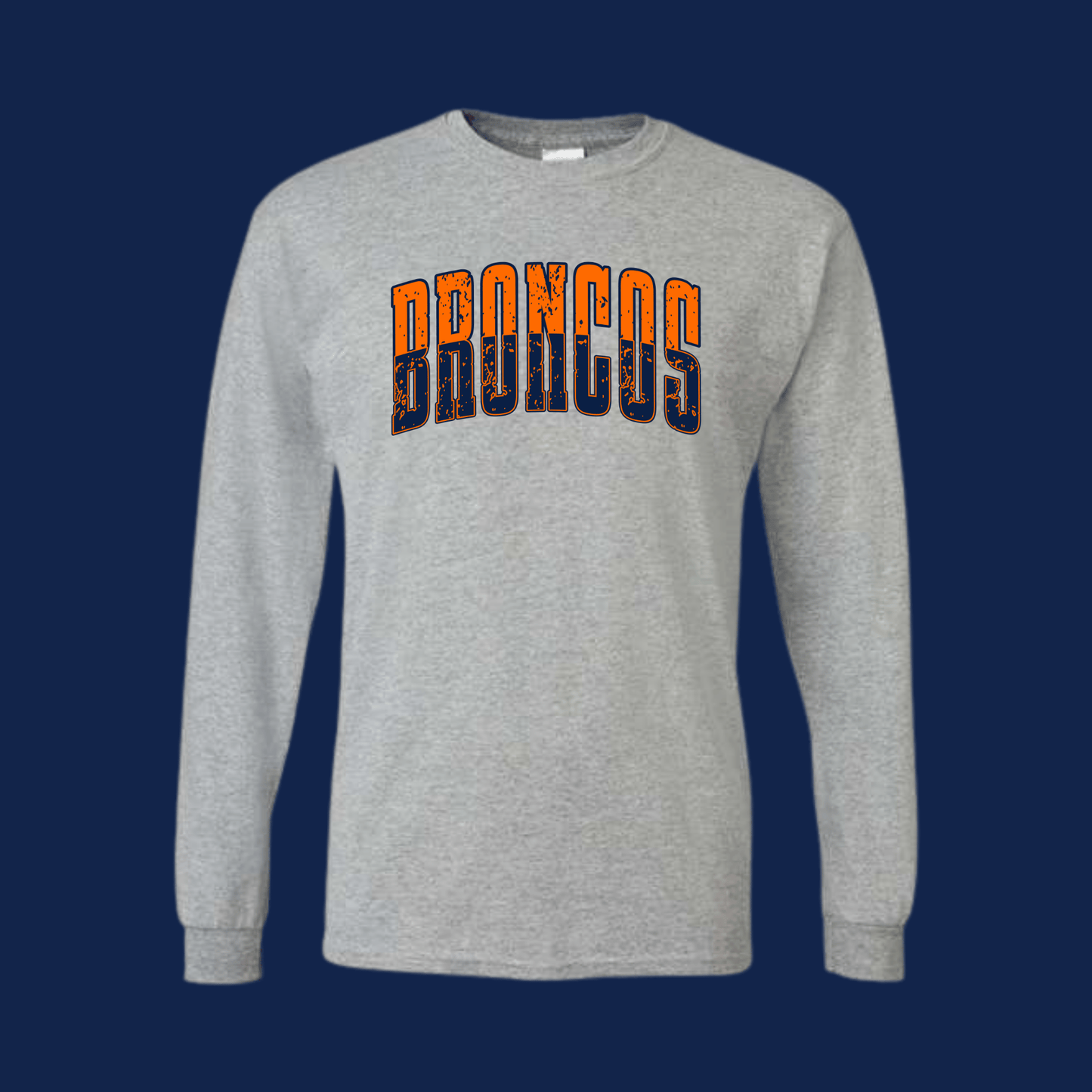 Broncos Long Sleeve Cotton Blend Youth or Adult Shirt