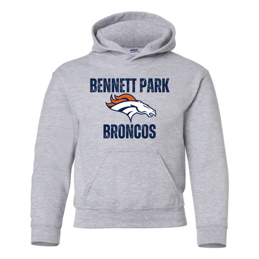 YOUTH Hoodie with Bennett Park Broncos Mascot Logo