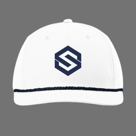 Richardson White/Navy Rope Hat with Embroidered Logo